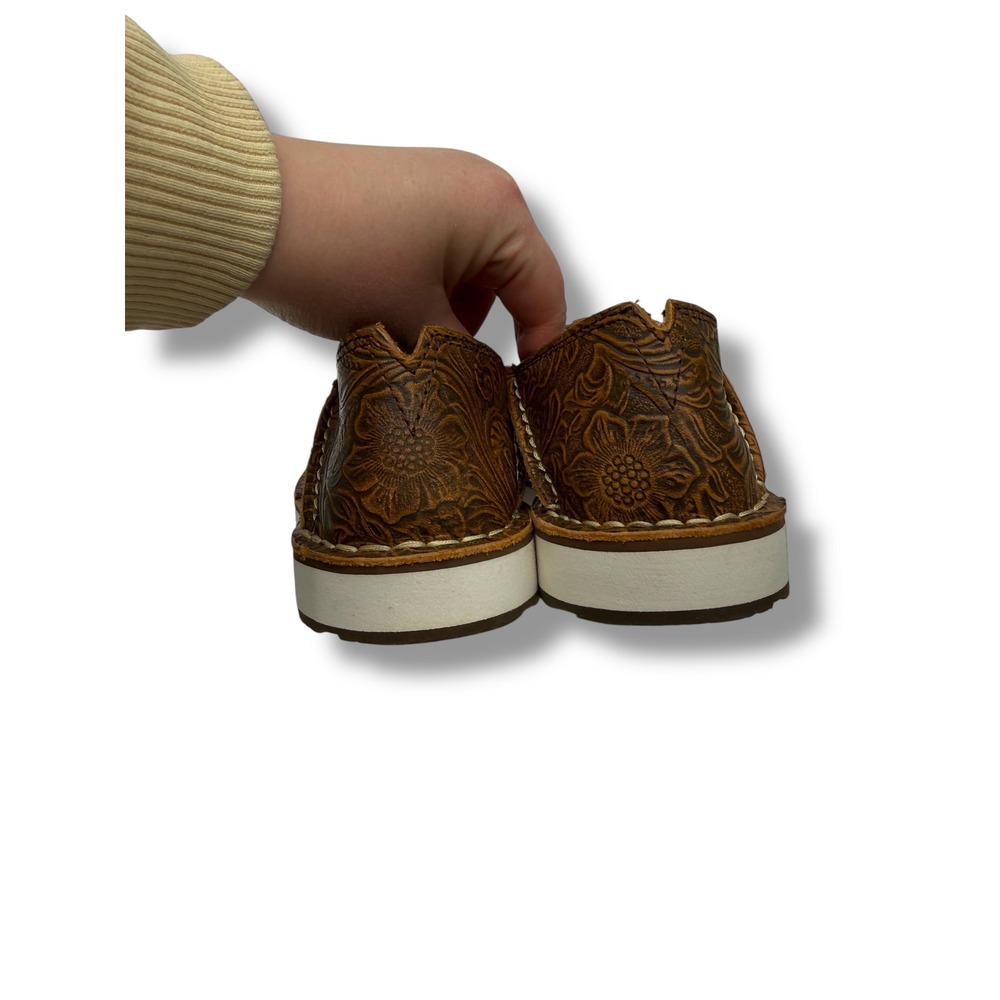 Ariat Cruiser Loafers Women 7.5B Brown Tooled Floral Embossed Leather 10035831 - Picture 6 of 8